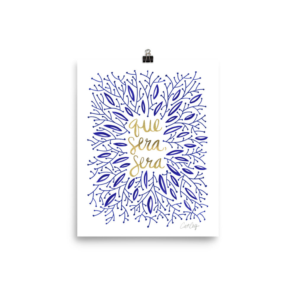 Whatever Will Be, Will Be – Illustrated Navy & Gold • Art Print