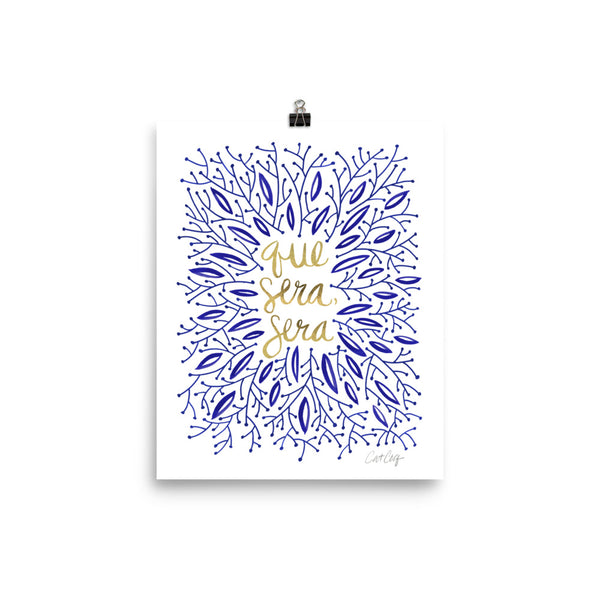 Whatever Will Be, Will Be – Illustrated Navy & Gold • Art Print