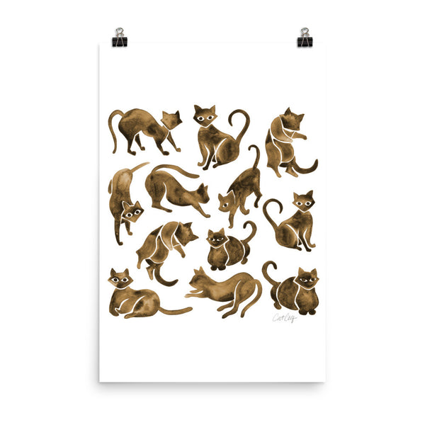 Cat Positions – Sepia Palette • Art Print