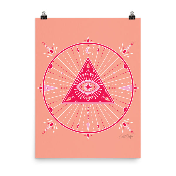 All-Seeing Eye Mandala – Pink Palette • Art Print
