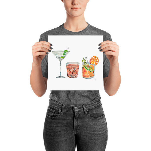 Classic Cocktails  – 1960s Watercolor Lineup • Art Print