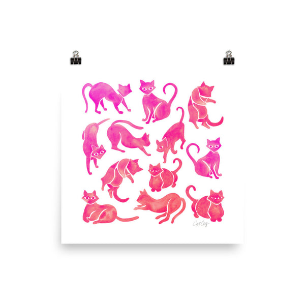 Cat Positions – Pink Ombré Palette • Art Print