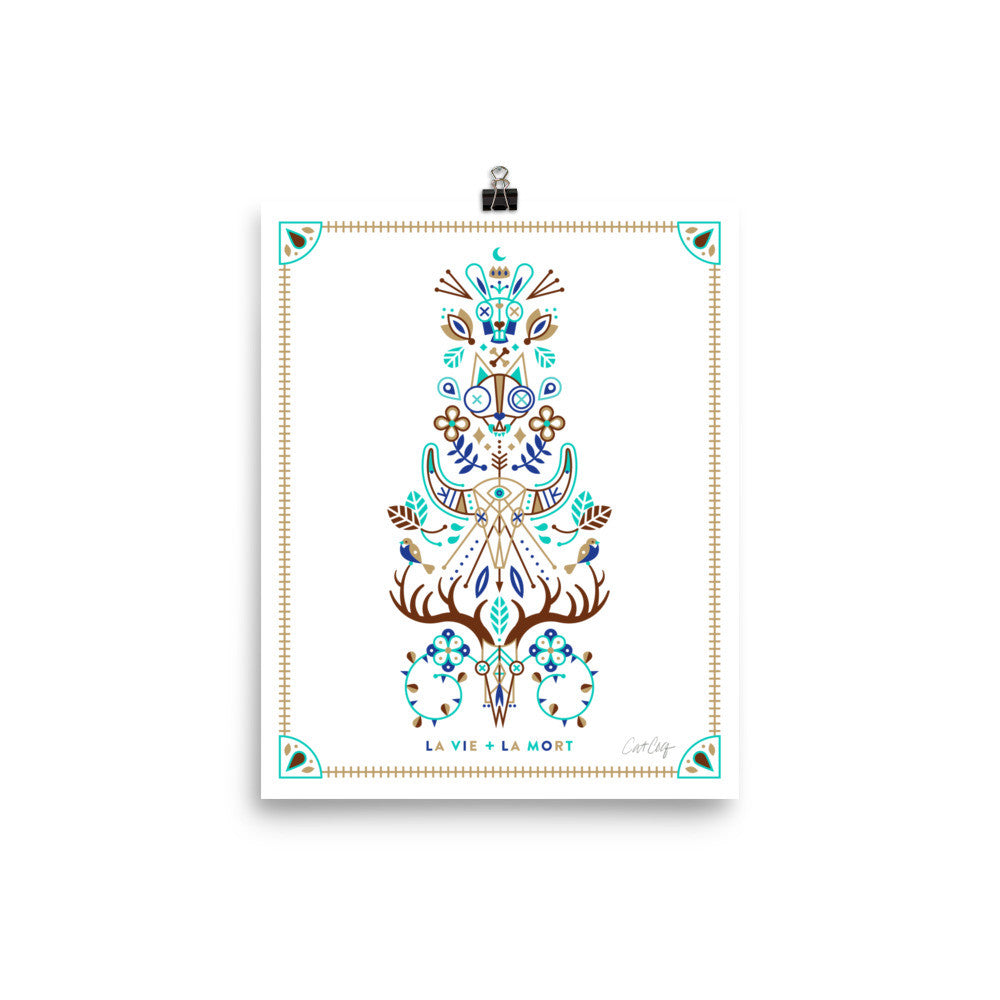 La Vie & La Mort – Turquoise & Brown Palette • Art Print