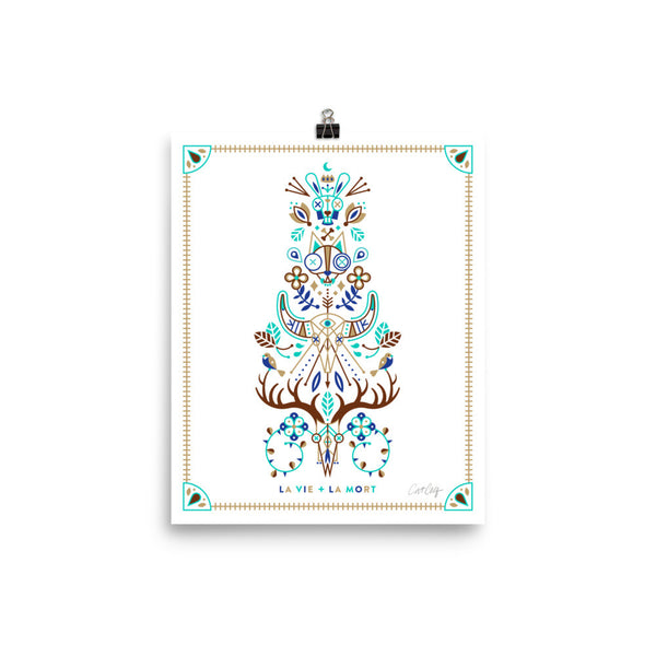 La Vie & La Mort – Turquoise & Brown Palette • Art Print