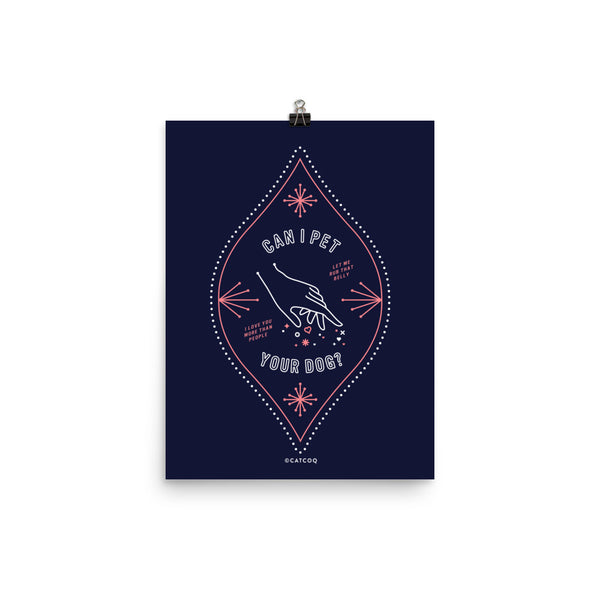 Can I Pet Your Dog – Navy & Blush Palette • Art Print