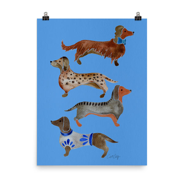 Dachshunds – Cornflower Blue Palette • Art Print