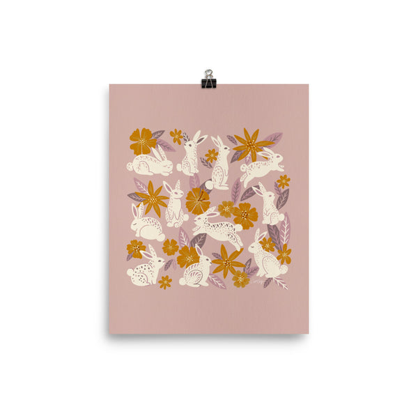Bunnies and Blooms - Mauve Ochre