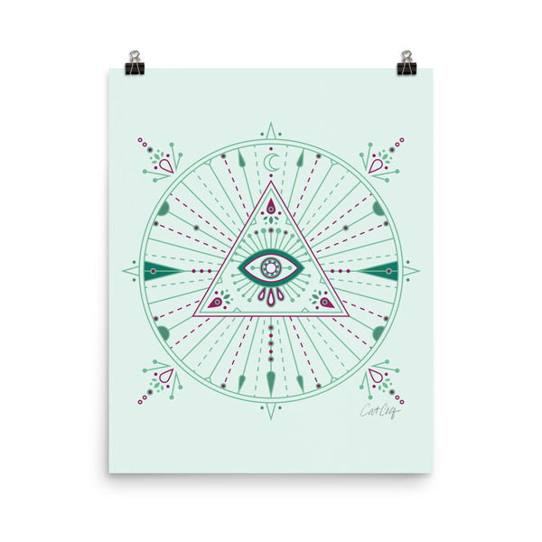 All-Seeing Eye Mandala – Mint Palette • Art Print