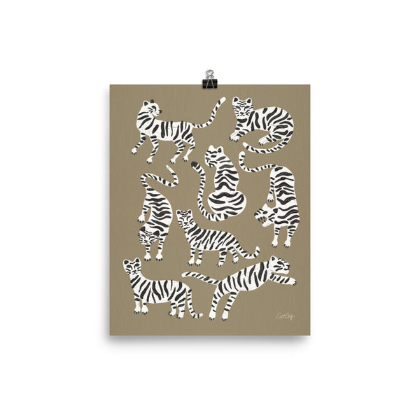 Tiger Collection - White on Taupe