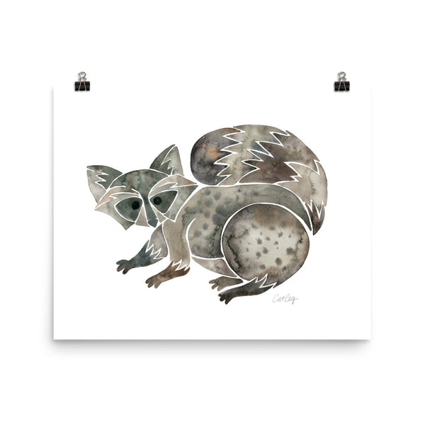 Raccoon – Warm Grey • Art Print