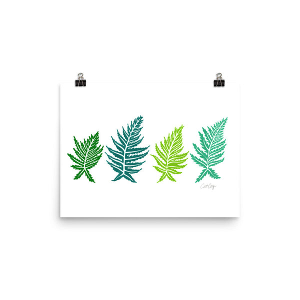 Inked Ferns – Green Ombré Ink • Art Print