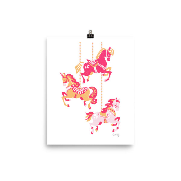 Carousel Horses- Pink Orange
