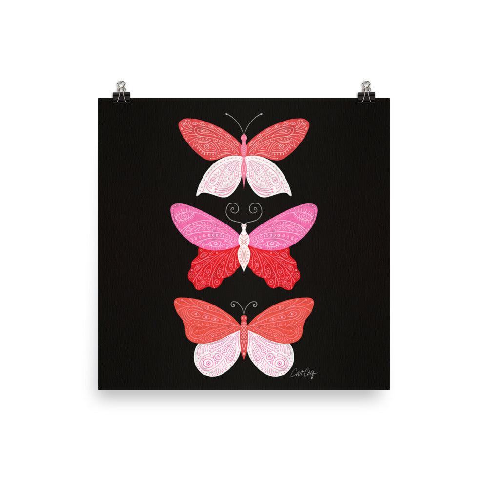 Tattooed Butterflies – Charcoal & Pink