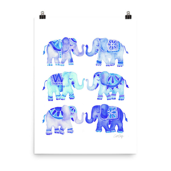 Elephant Collection – Blue Palette • Art Print
