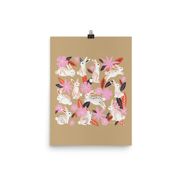 Bunnies and Blooms - Coral Pink