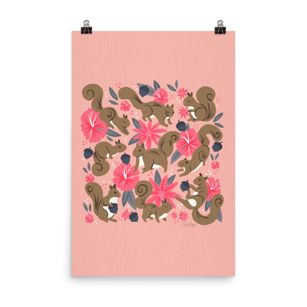 Squirrels & Blooms – Magenta & Denim