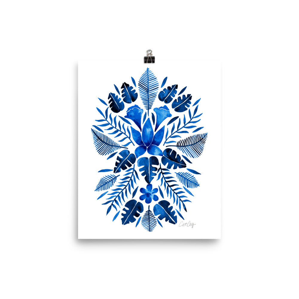Tropical Symmetry – Navy Palette • Art Print