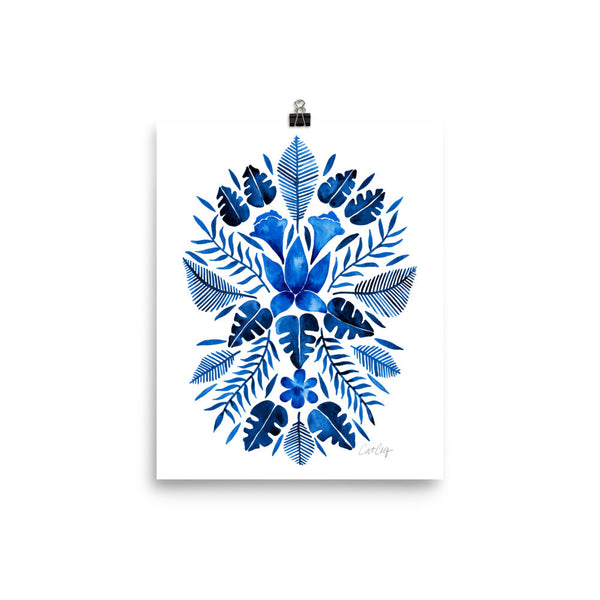 Tropical Symmetry – Navy Palette • Art Print