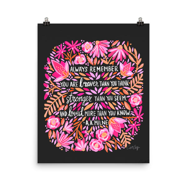 Always Remember – Pink on Charcoal • Art Print