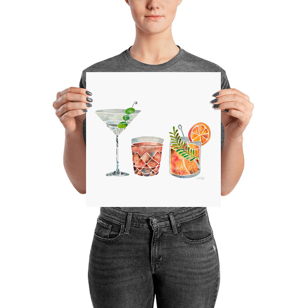Classic Cocktails  – 1960s Watercolor Lineup • Art Print