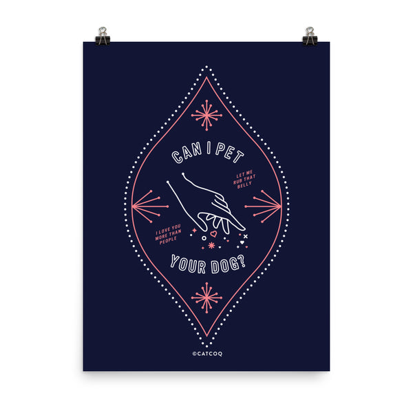 Can I Pet Your Dog – Navy & Blush Palette • Art Print