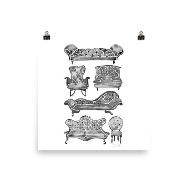 Victorian Lounge – Black Palette • Art Print