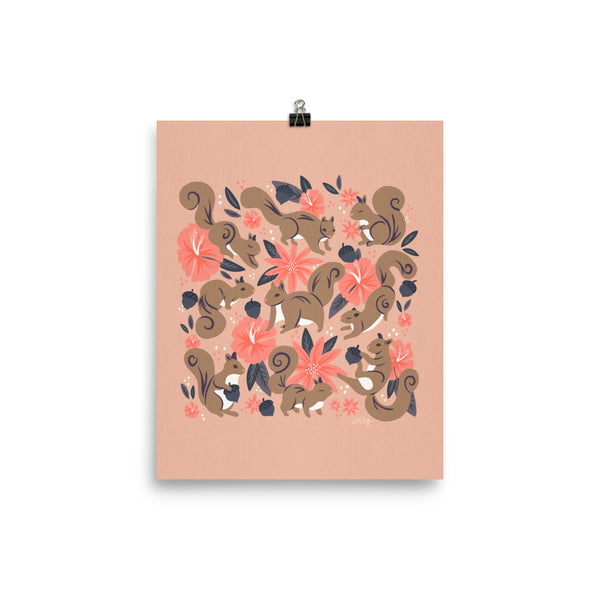 Squirrels & Blooms – Peach & Tan