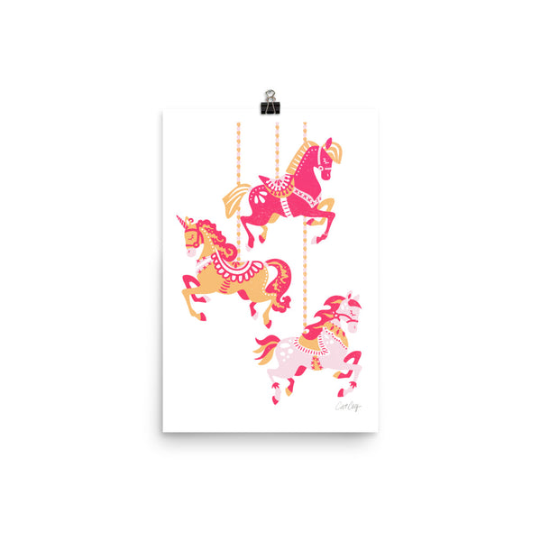 Carousel Horses- Pink Orange
