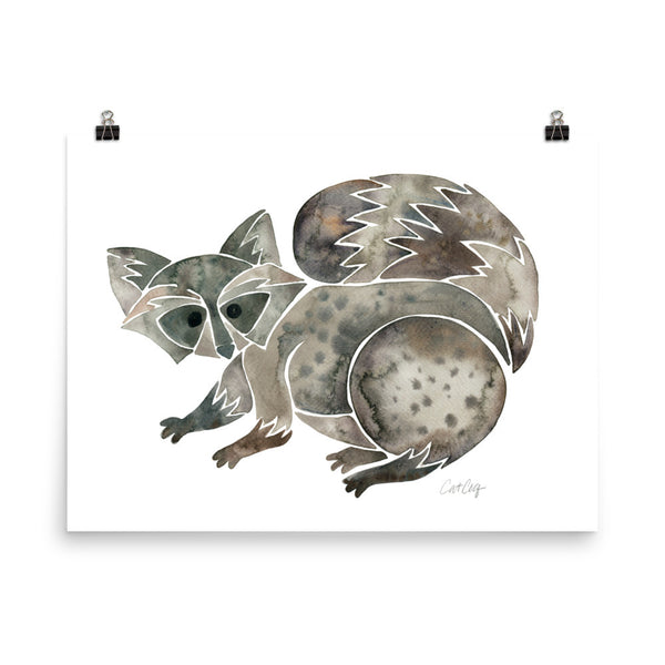 Raccoon – Warm Grey • Art Print