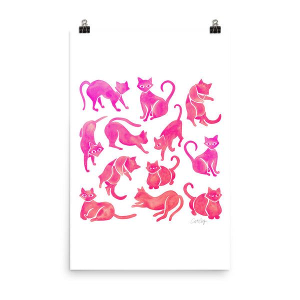 Cat Positions – Pink Ombré Palette • Art Print