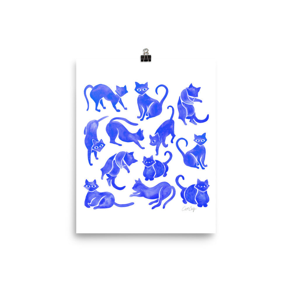 Cat Positions – Blue Palette • Art Print