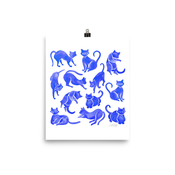 Cat Positions – Blue Palette • Art Print