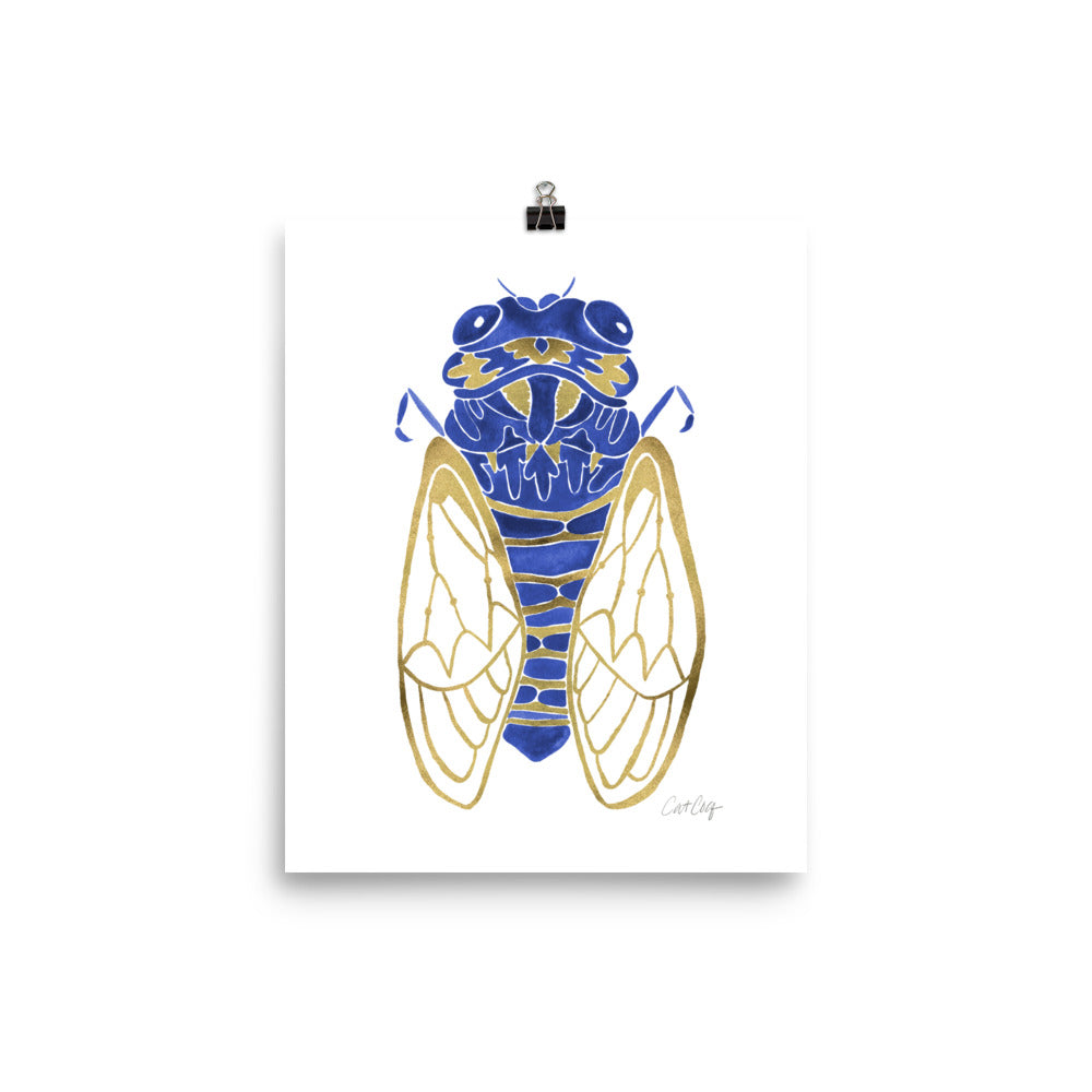 Cicada – Navy & Gold Palette • Art Print