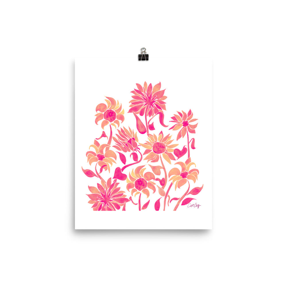 Sunflower Watercolor – Pink Palette • Art Print