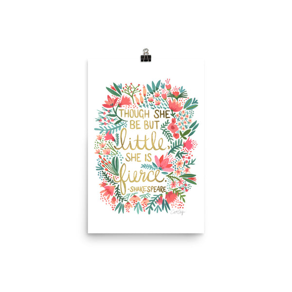 Little & Fierce – Gold Lettering • Art Print