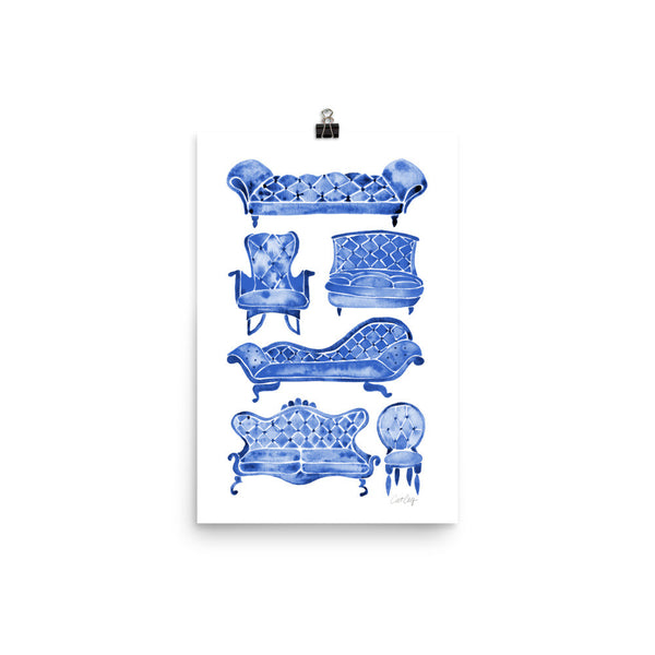 Victorian Lounge – Navy Palette • Art Print