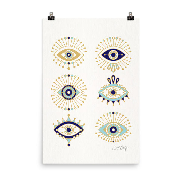Evil Eyes – White Background • Art Print