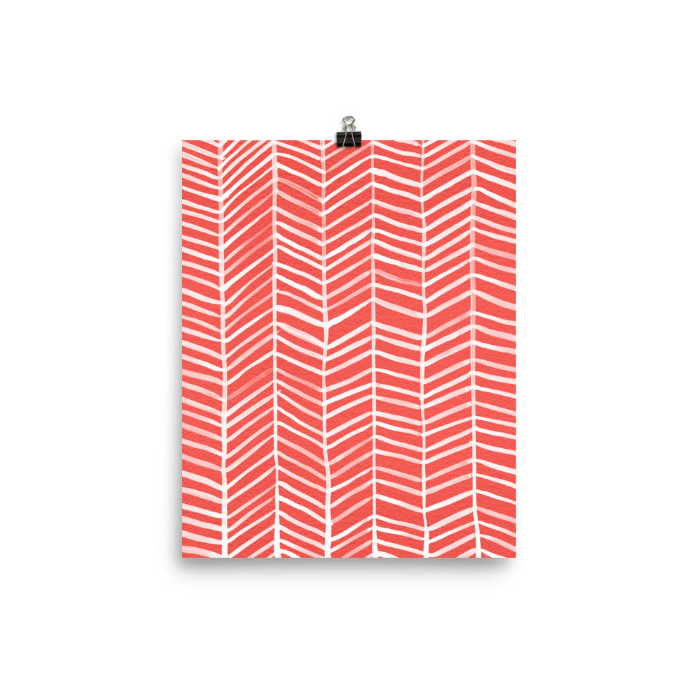 Herringbone – Coral Palette • Art Print