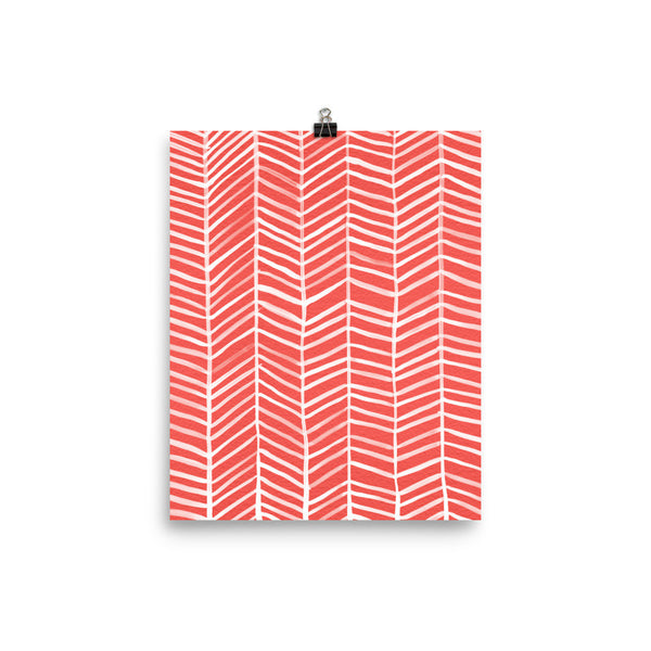 Herringbone – Coral Palette • Art Print