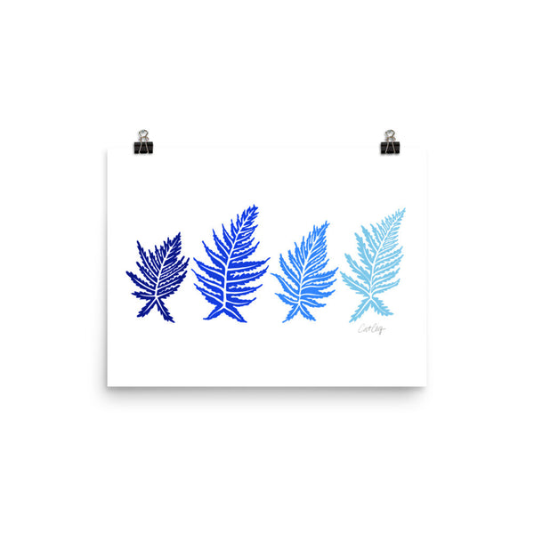 Inked Ferns – Blue Ombré Ink • Art Print