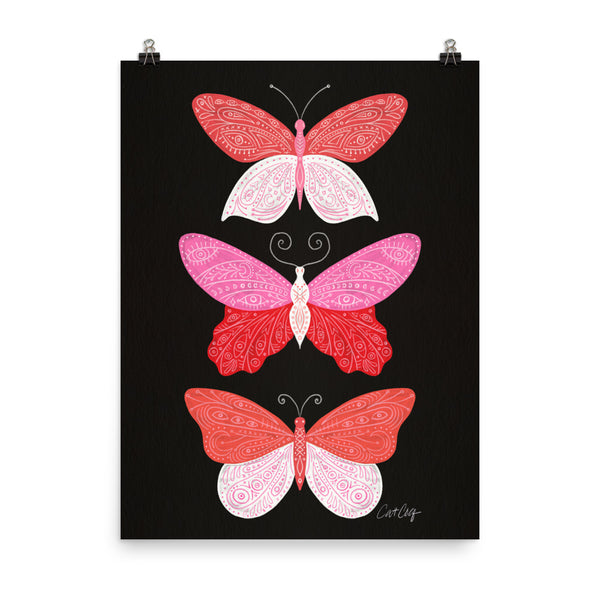 Tattooed Butterflies – Charcoal & Pink