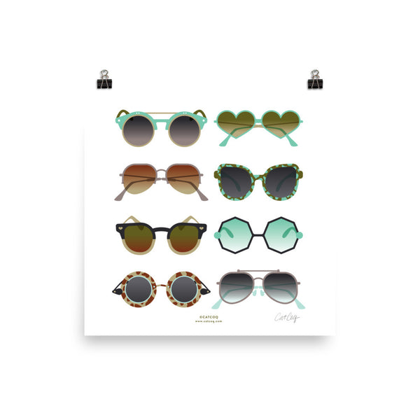Sunglasses Collection – Mint & Tan Palette • Art Print