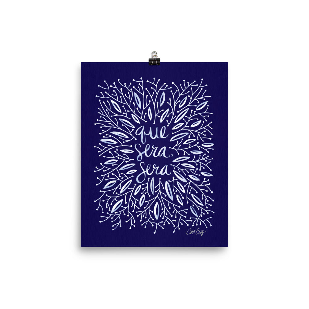 Whatever Will Be, Will Be – Illustrated White Ink on Navy • Art Print