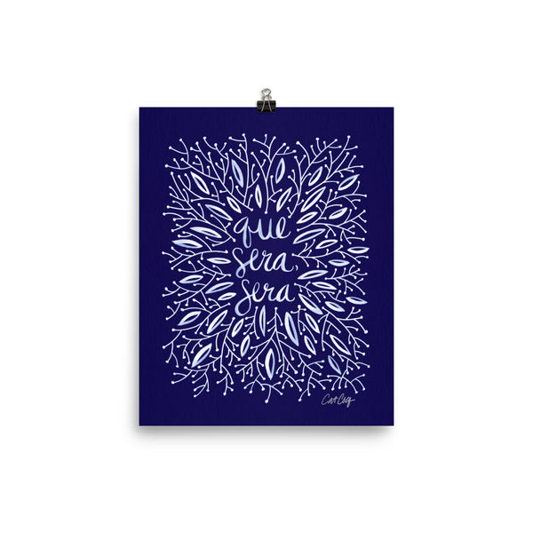 Whatever Will Be, Will Be – Illustrated White Ink on Navy • Art Print