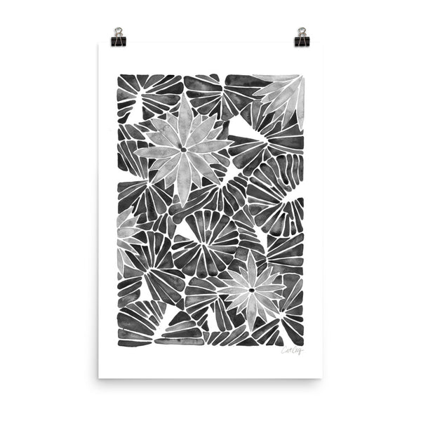 Water Lilies – Black Palette  •  Art Print