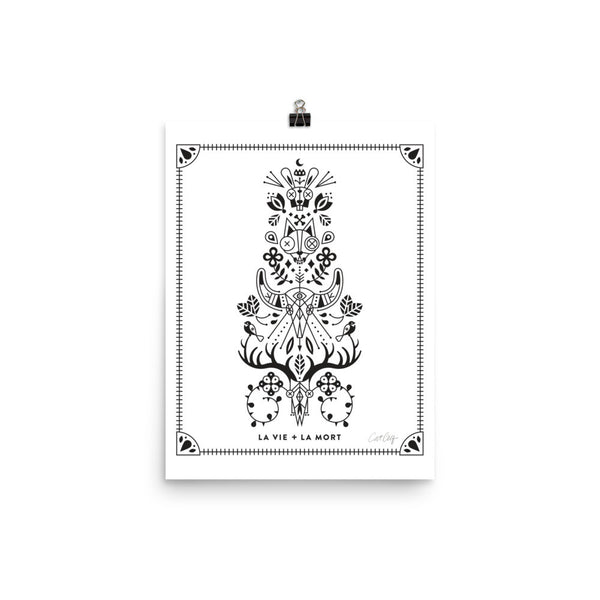 La Vie & La Mort – Black Ink on White • Art Print