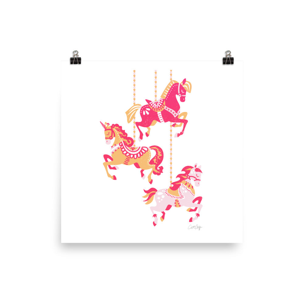 Carousel Horses- Pink Orange