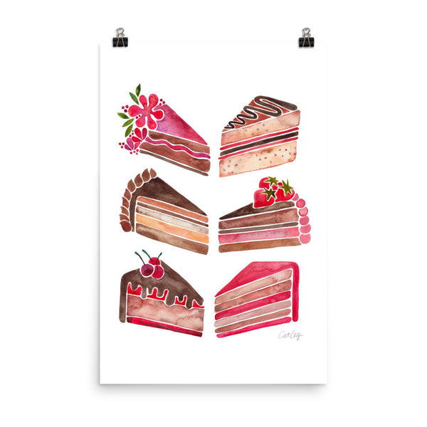 Cake Slices – Pink & Brown Palette • Art Print