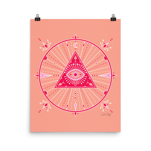 All-Seeing Eye Mandala – Pink Palette • Art Print