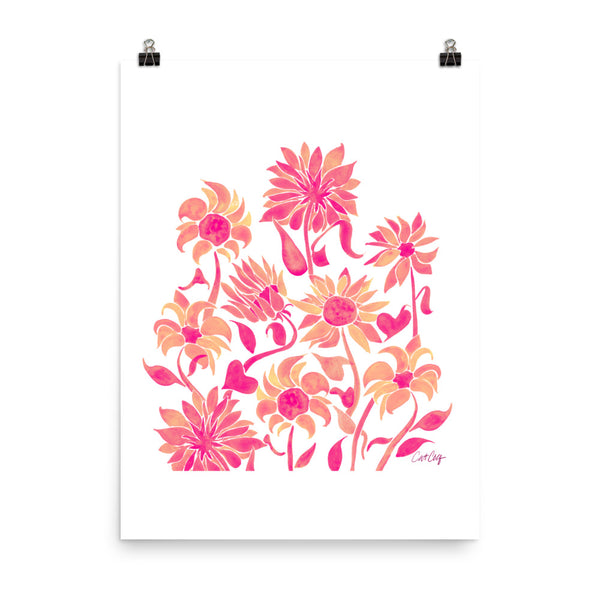 Sunflower Watercolor – Pink Palette • Art Print